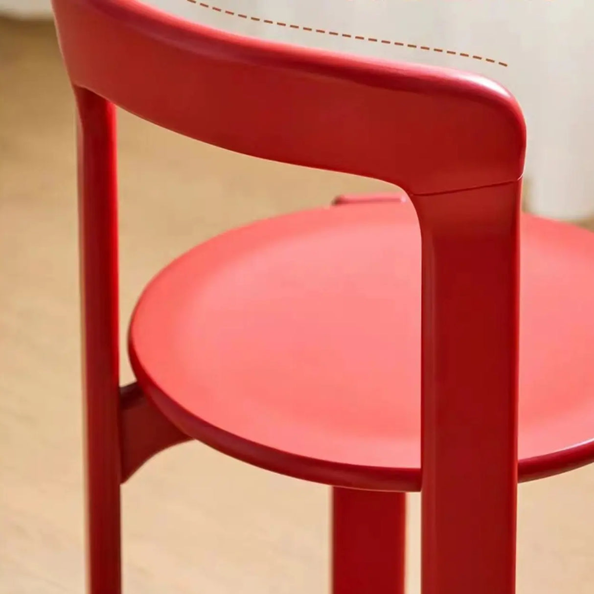 Nordic Open Arched Back Wooden Stackable Dining Chair Image - 11