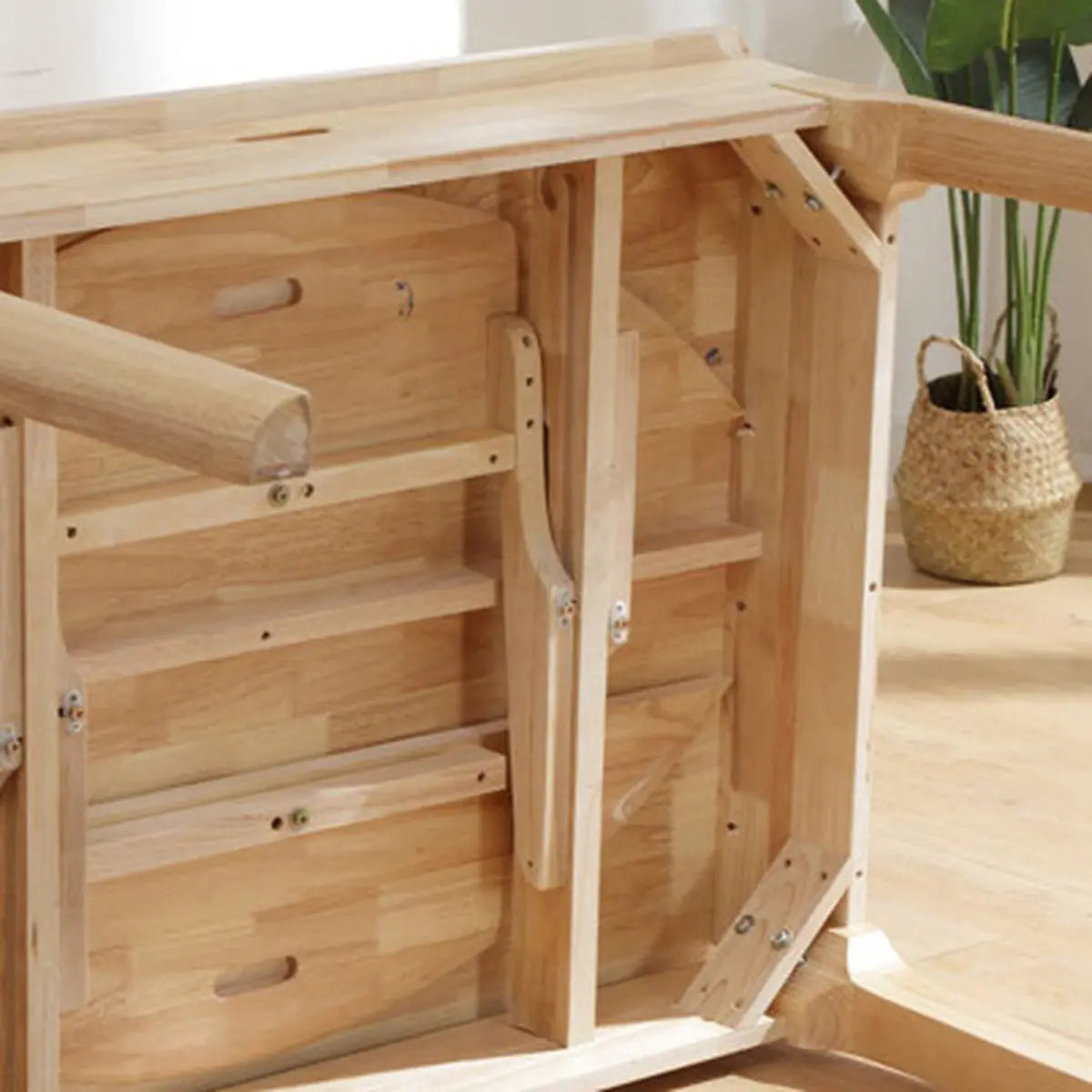 Nordic Oval Wood Dining Table Natural Finish Drop Leaf Image - 10