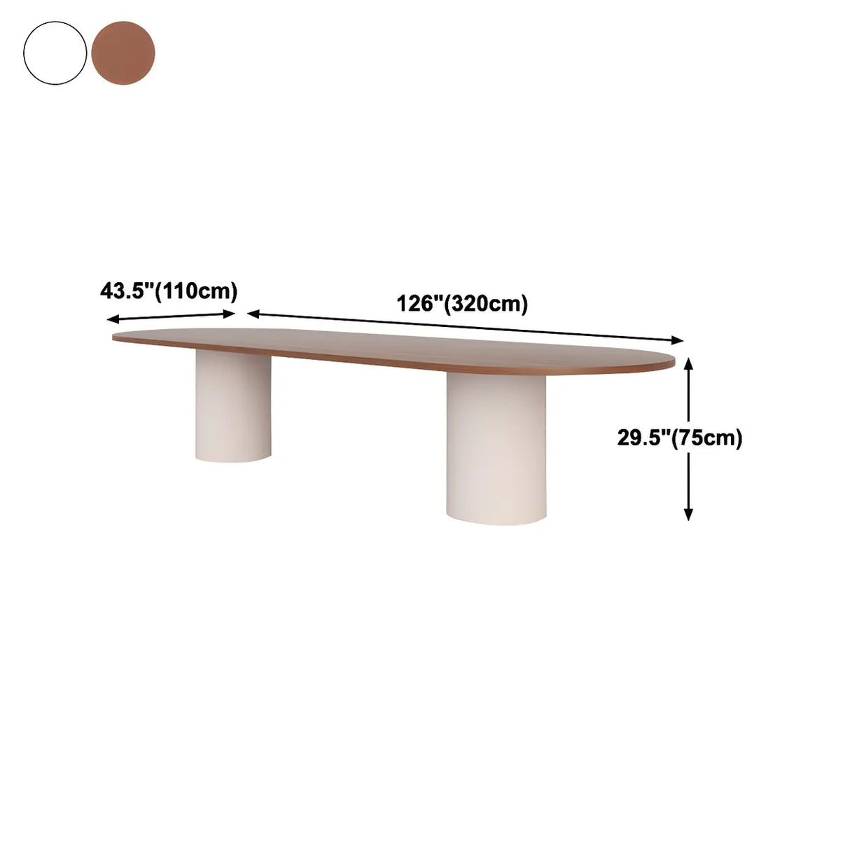 Nordic Oval Wood White Double Pedestal Dining Table Image - 16