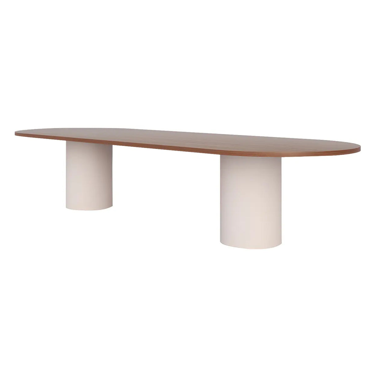 Nordic Oval Wood White Double Pedestal Dining Table Image - 5