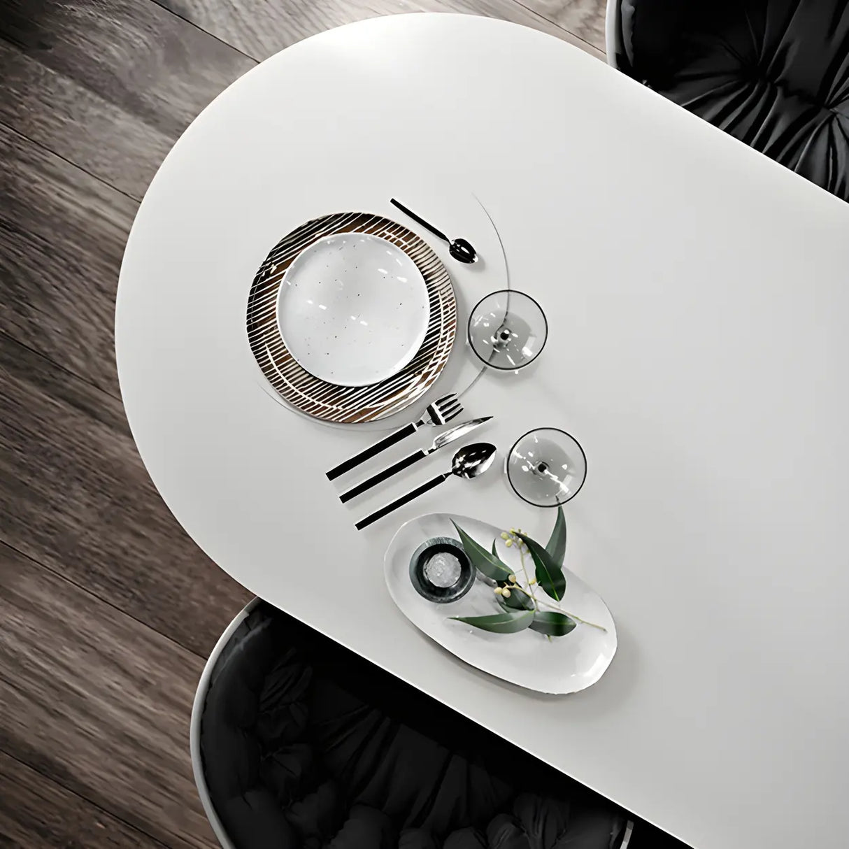 Nordic Oval Wood White Double Pedestal Dining Table Image - 7