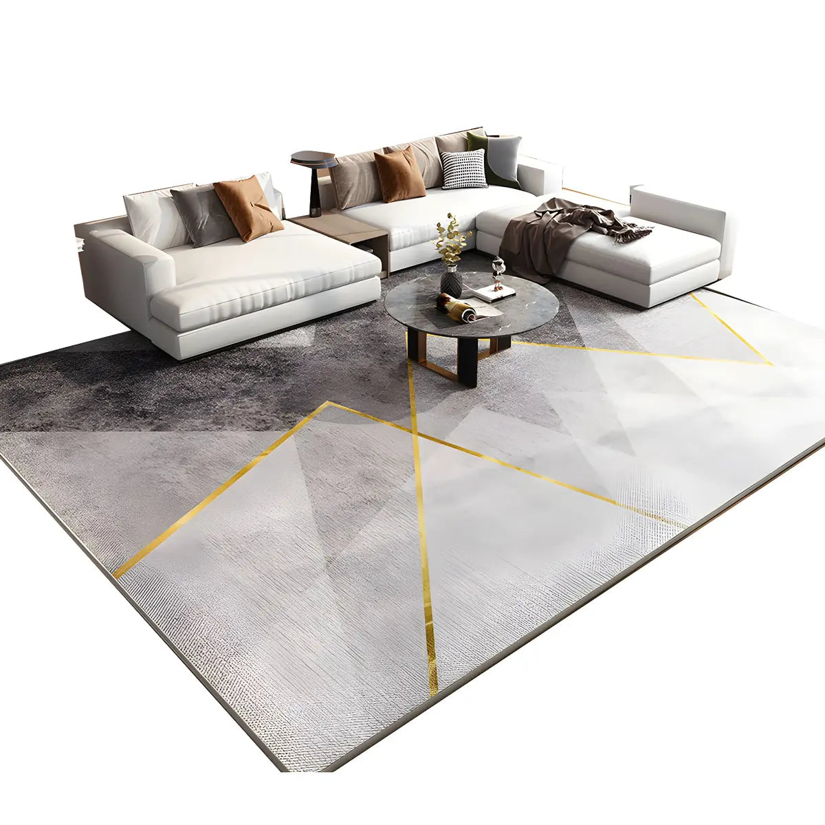 Nordic Rectangle Polyester Striped Non-Slip Area Rug Image - 10