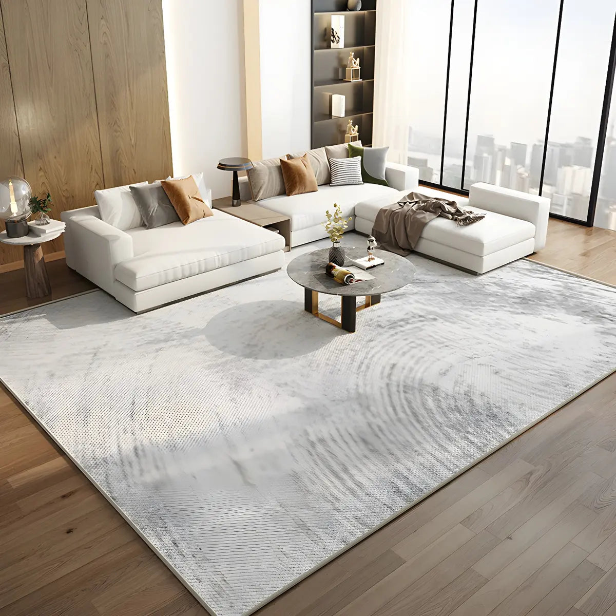 Nordic Rectangle Polyester Striped Non-Slip Area Rug Image - 14