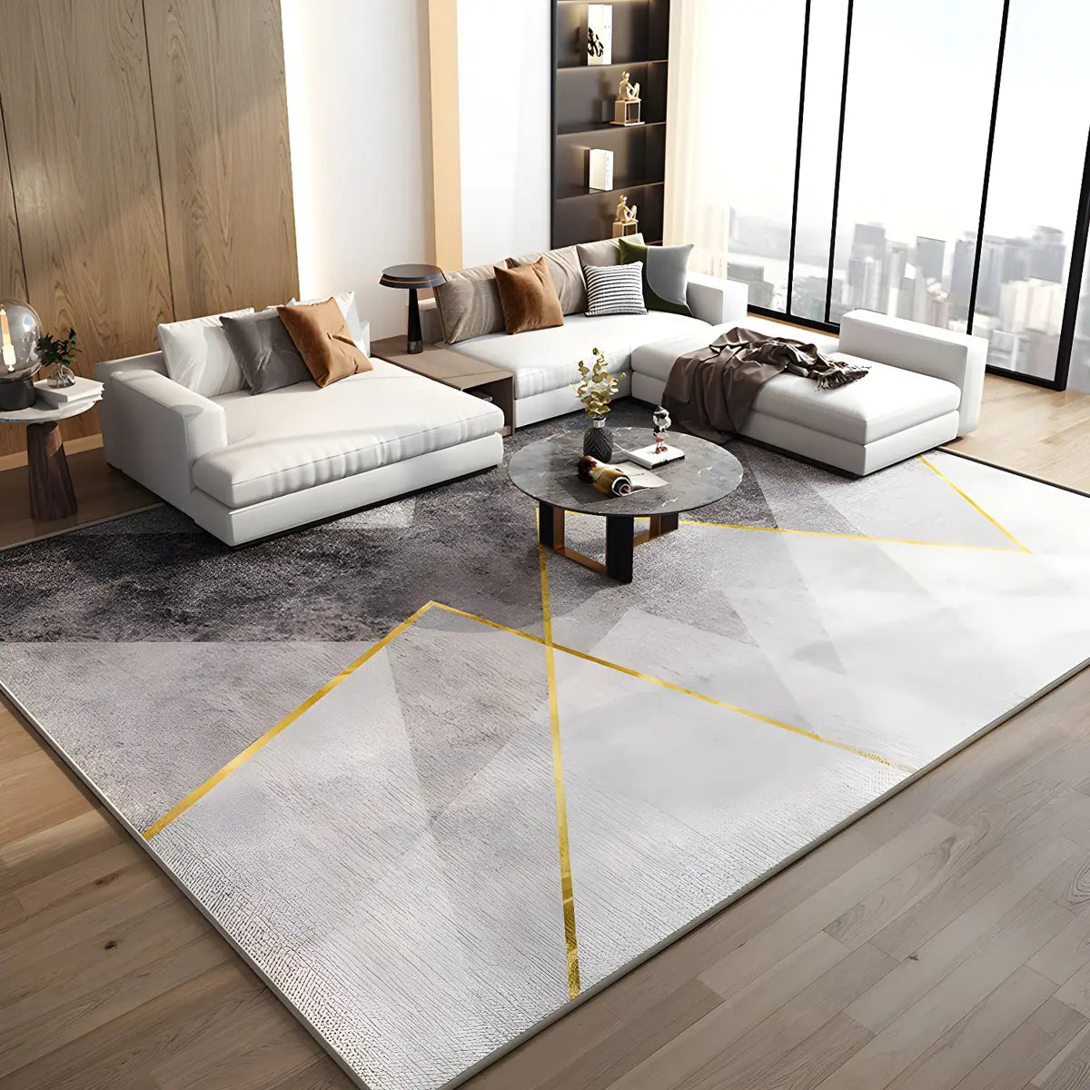 Nordic Rectangle Polyester Striped Non-Slip Area Rug Image - 15