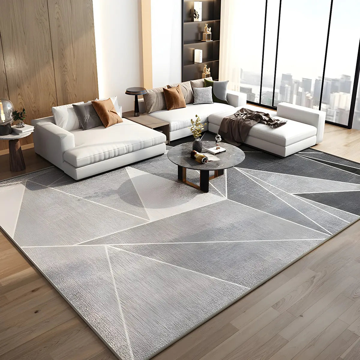 Nordic Rectangle Polyester Striped Non-Slip Area Rug Image - 8