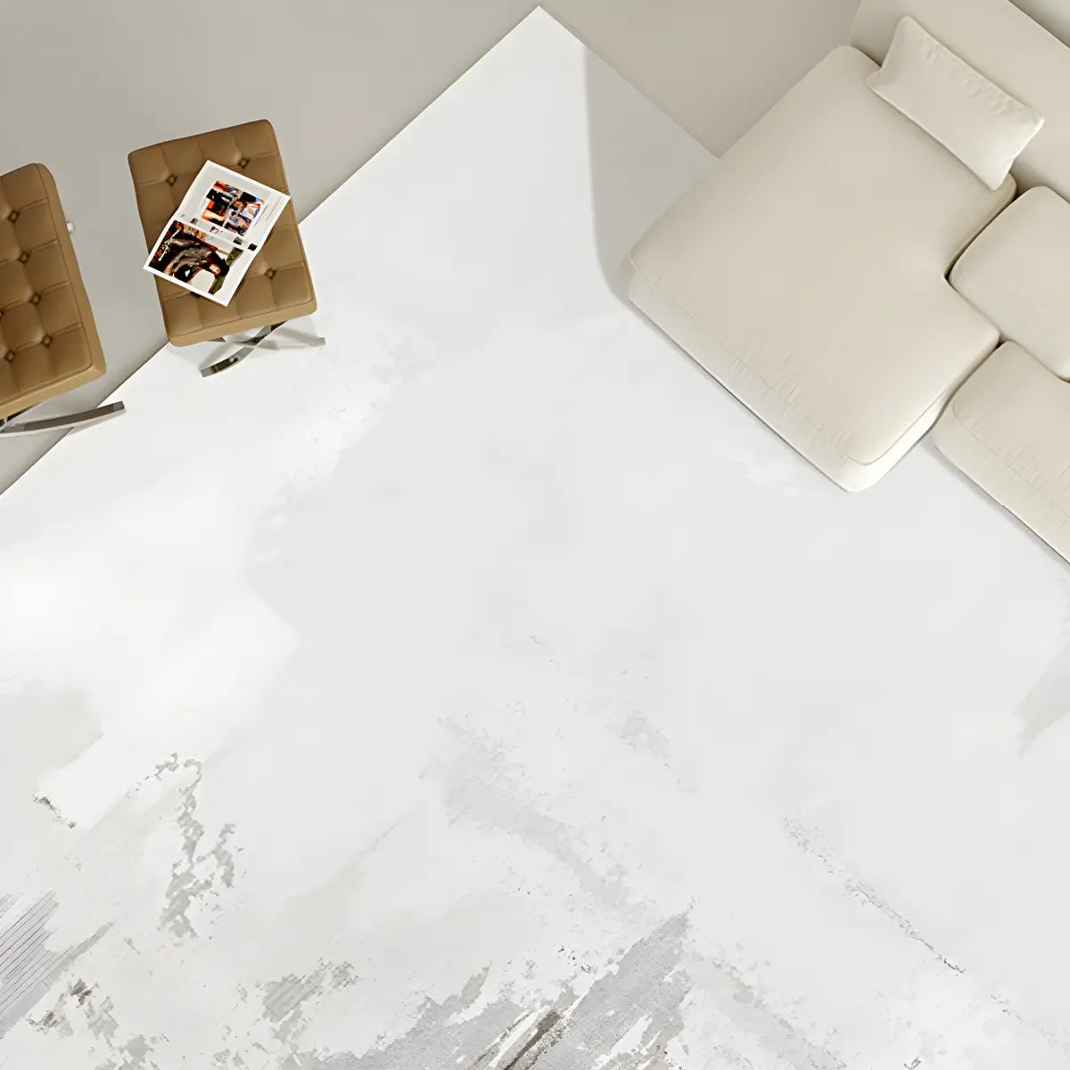 Nordic Rectangle Watercolor Soft Fabric Blue Area Rug Image - 17