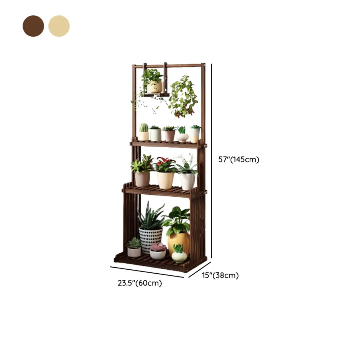 Nordic Rectangle Wood Rolling Floor Plant Stand Brown Image - 17