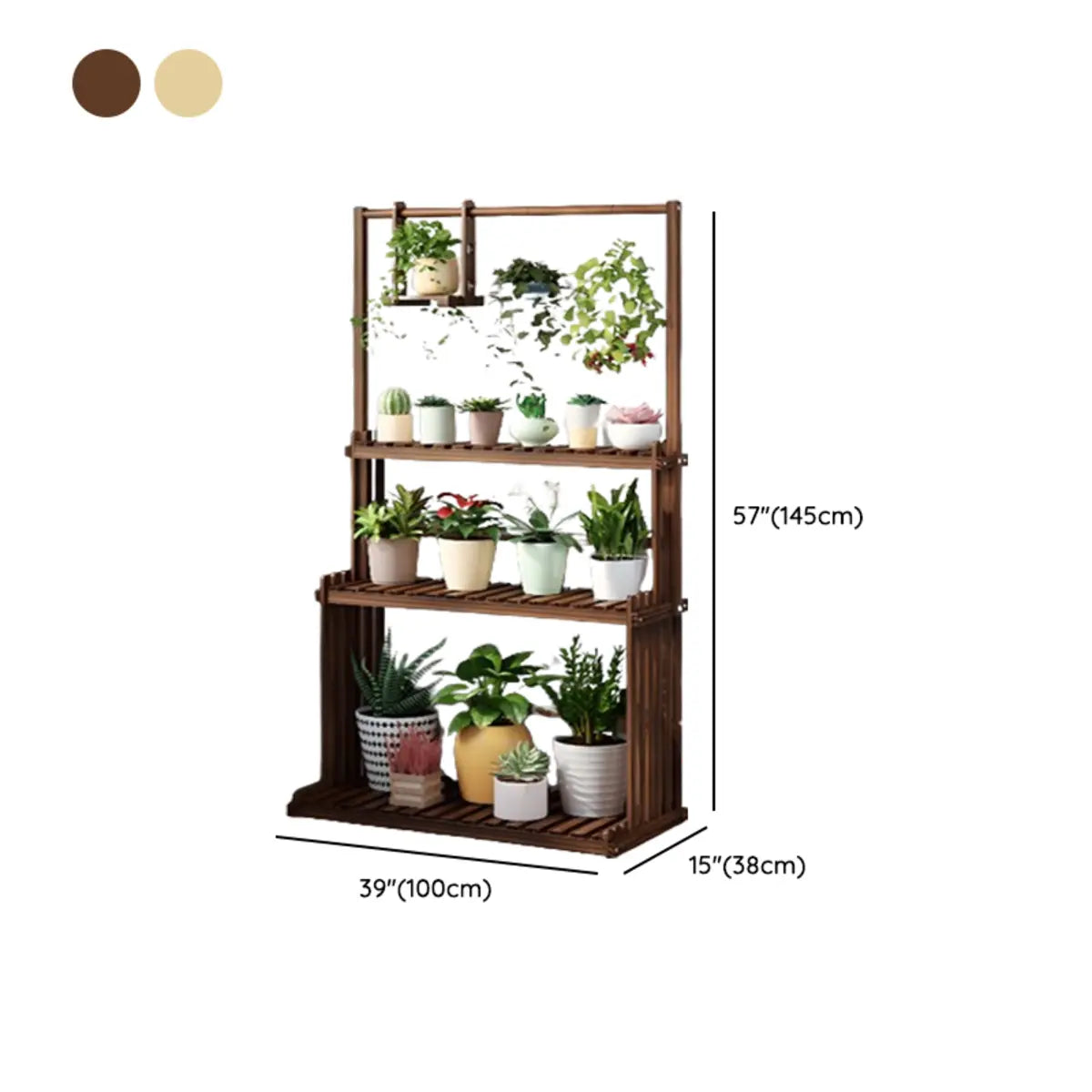 Nordic Rectangle Wood Rolling Floor Plant Stand Brown Image - 21