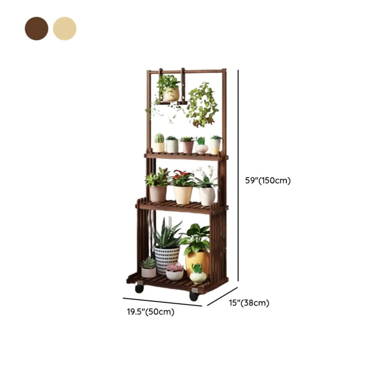 Nordic Rectangle Wood Rolling Floor Plant Stand Brown Image - 22