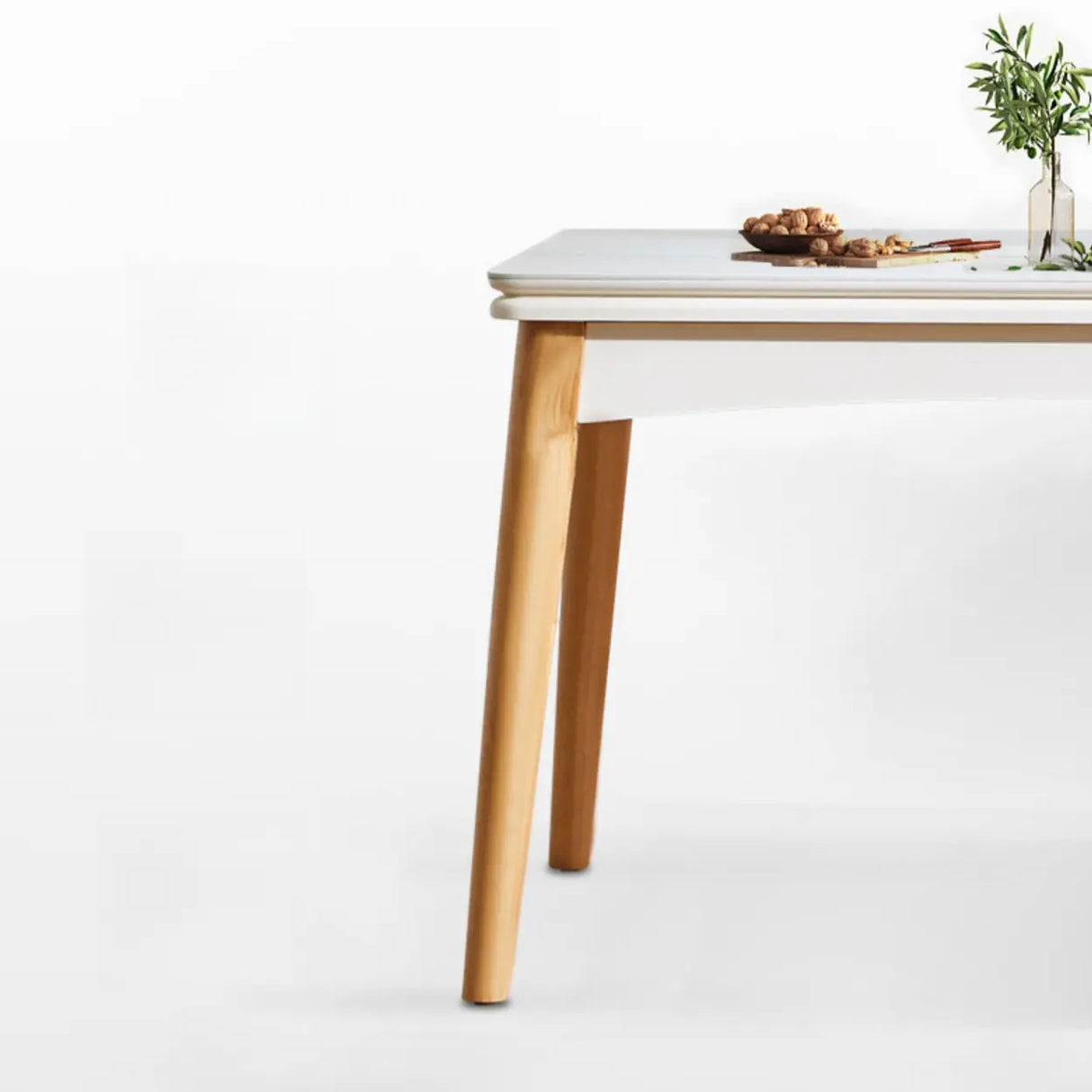 Nordic Rectangular Extendable Chalk Stone Dining Table Image - 13