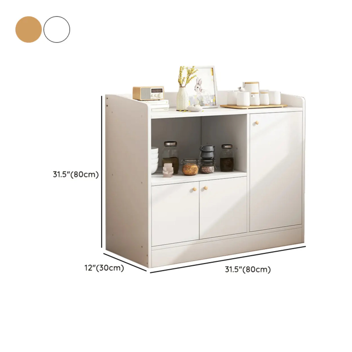 Nordic Rectangular Wood Kitchen Oak China Cabinets Image - 25