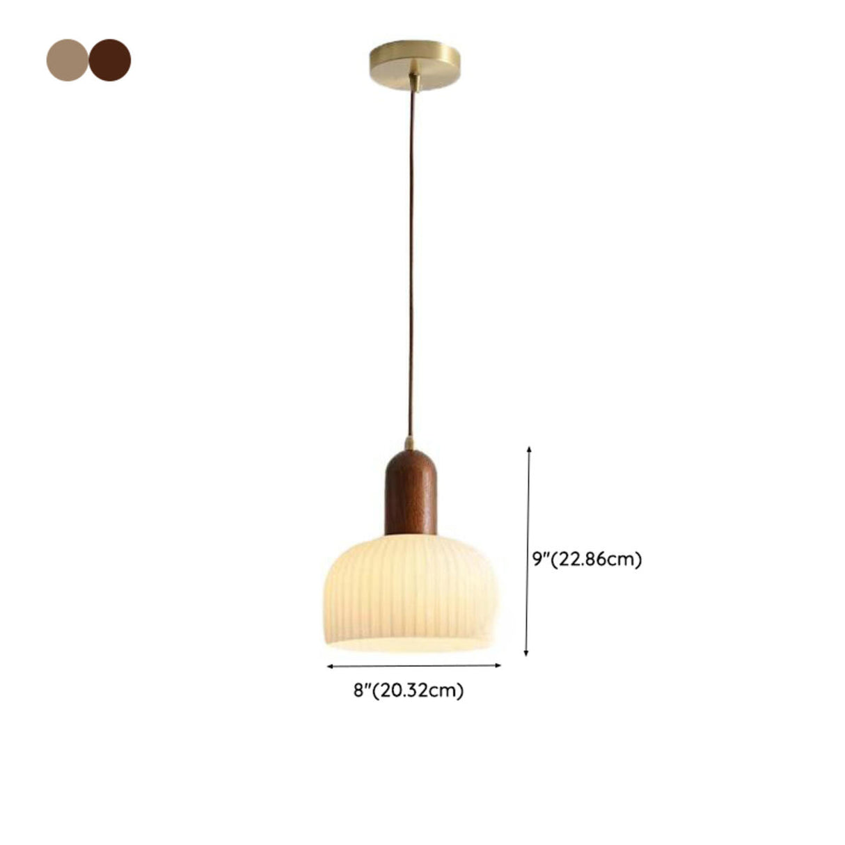 Nordic Ribbed Glass Bowl Pendant Light Adjustable Height