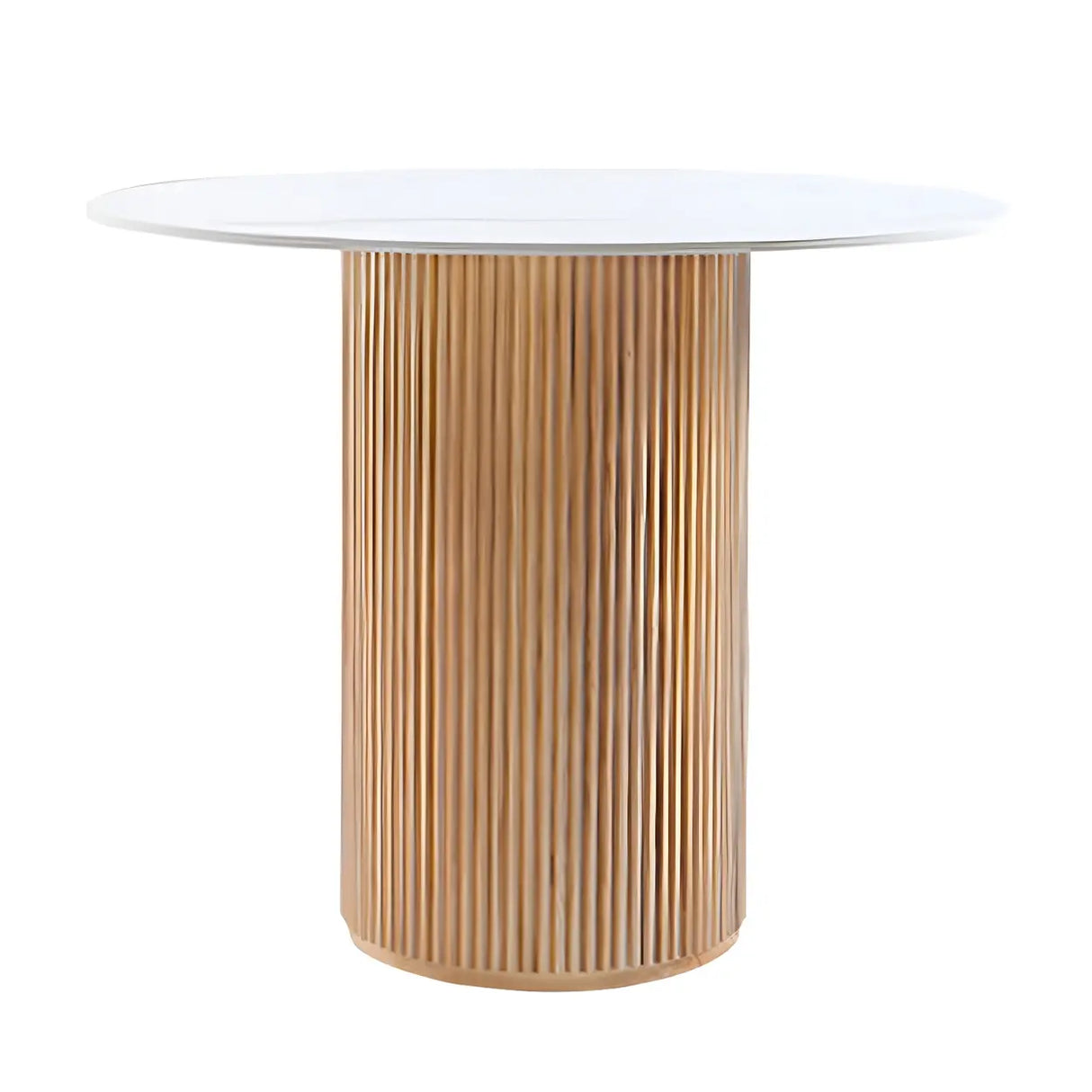 Nordic Round Pine Natural Pedestal Dining Table Image - 2