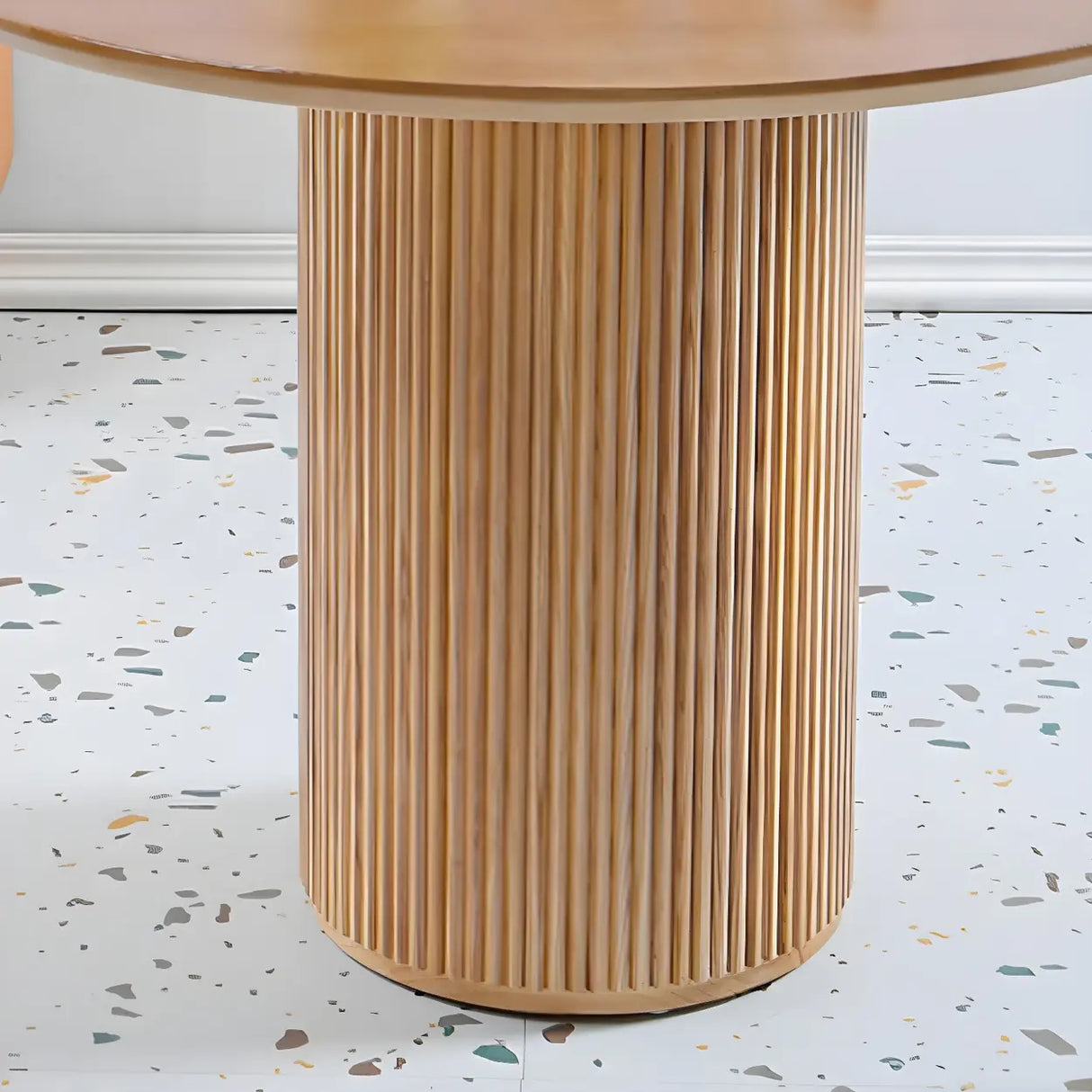 Nordic Round Pine Natural Pedestal Dining Table Image - 9