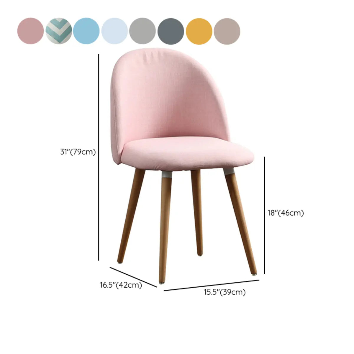 Nordic Round Upholstered Beech Wood Dining Chair Blue