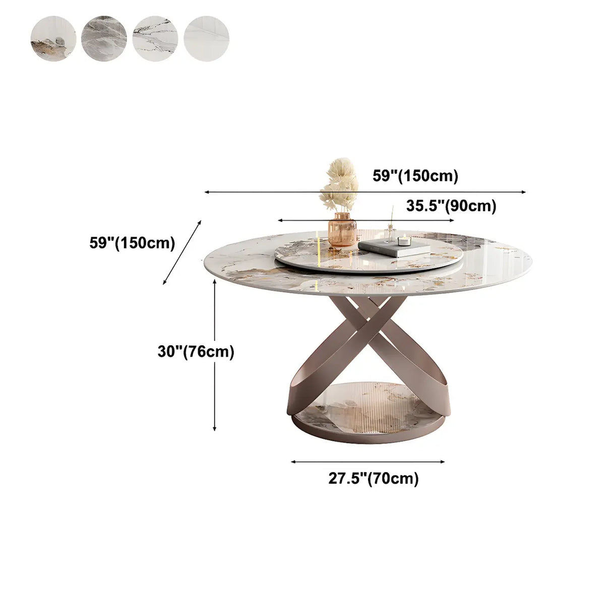 Nordic Scratch Resistant Round Stone Grey Large Dining Table Image - 13