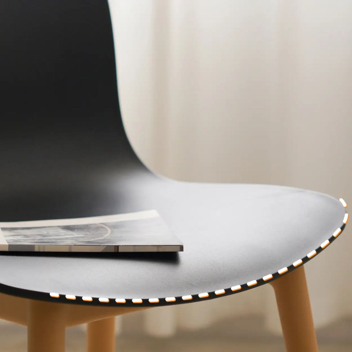 Nordic Simple Acrylic Armless Wooden Leg Dining Chair Image - 10