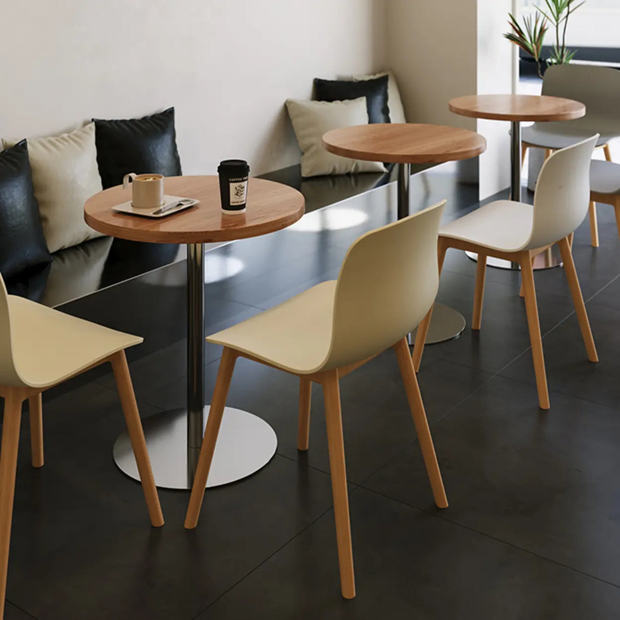 Nordic Simple Acrylic Armless Wooden Leg Dining Chair Image - 1