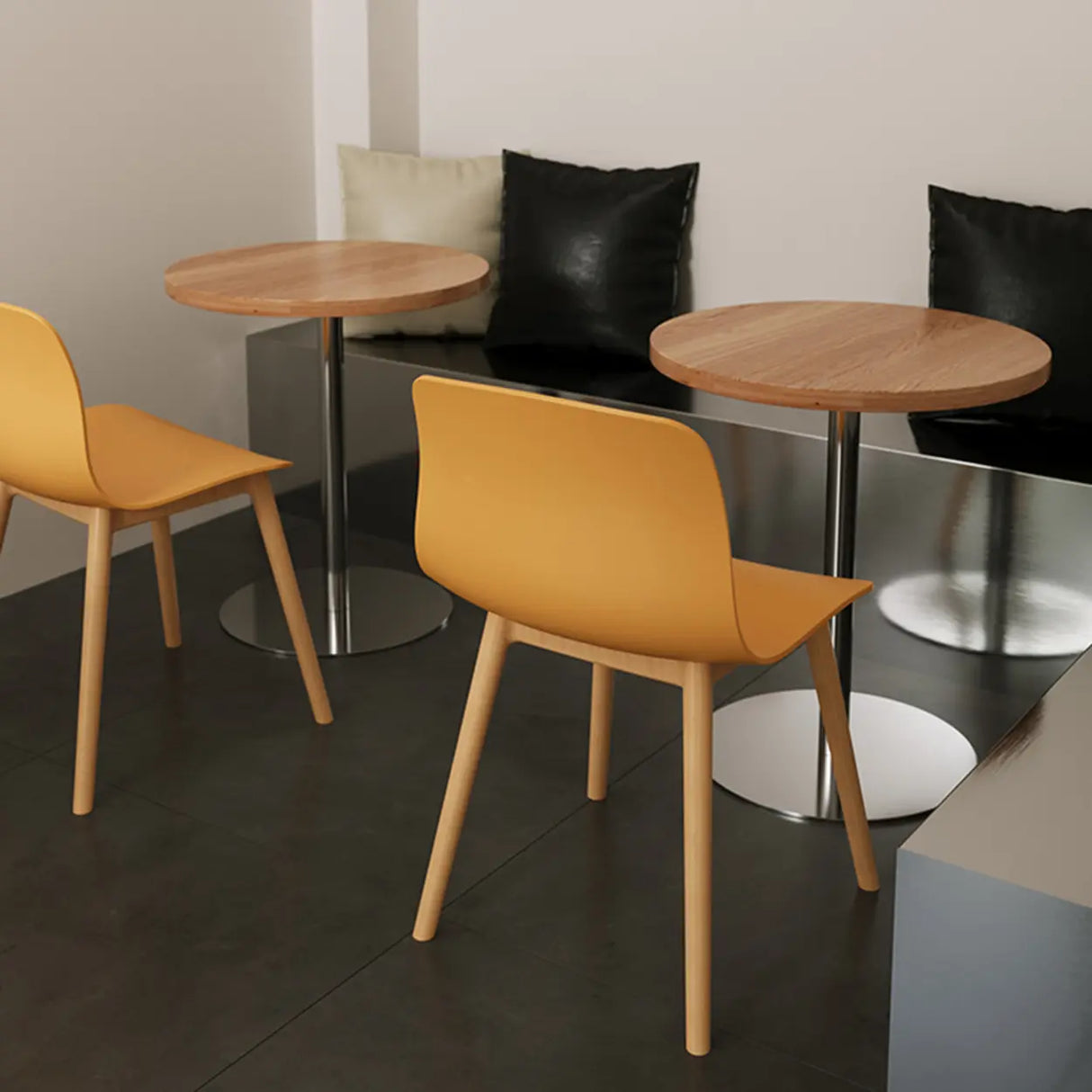 Nordic Simple Acrylic Armless Wooden Leg Dining Chair Image - 4