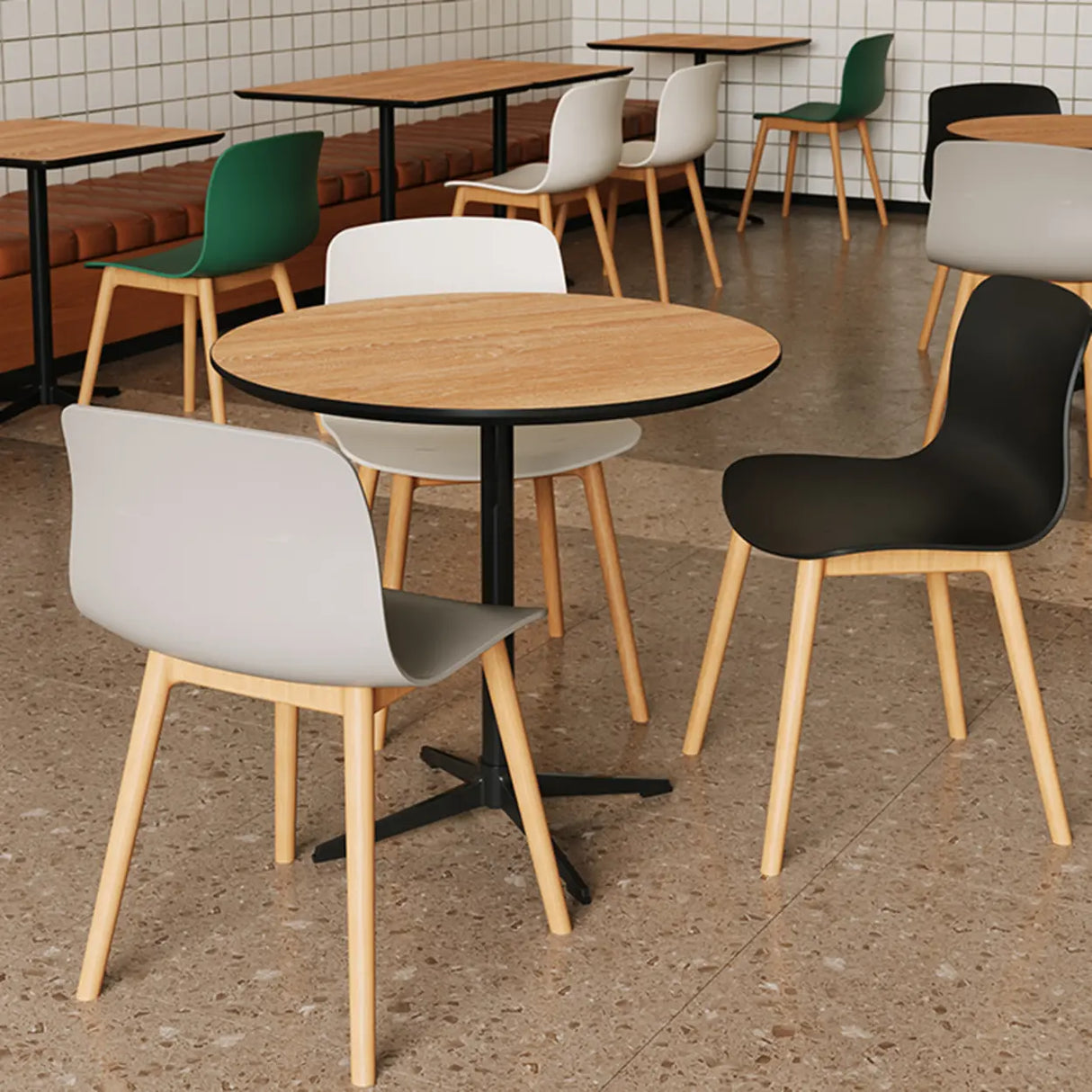 Nordic Simple Acrylic Armless Wooden Leg Dining Chair Image - 6