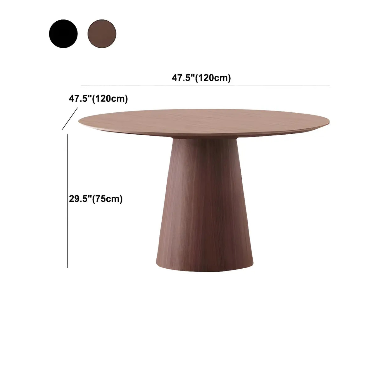Nordic Simple Round Brown Wood Dining Table Image - 9