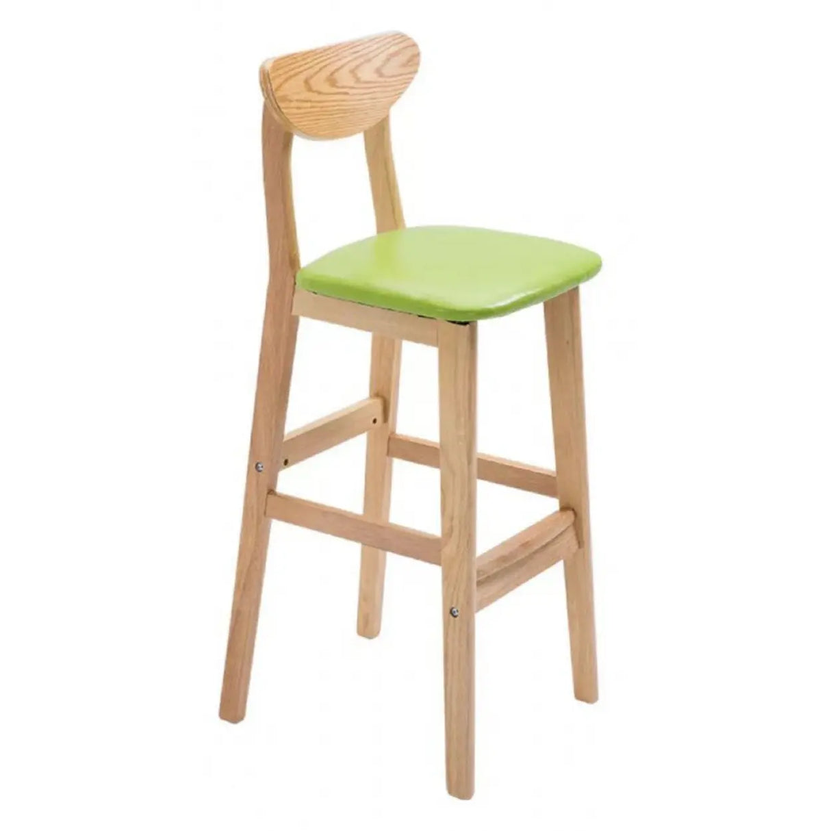 Nordic Simple Soft Seating Natural Wood Bar Stools With Back Image - 11