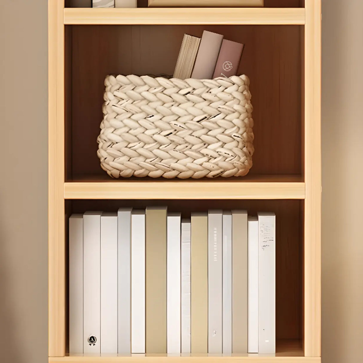 Nordic Simple Wood Closed Rectangular Narrow Bookcase Image - 10