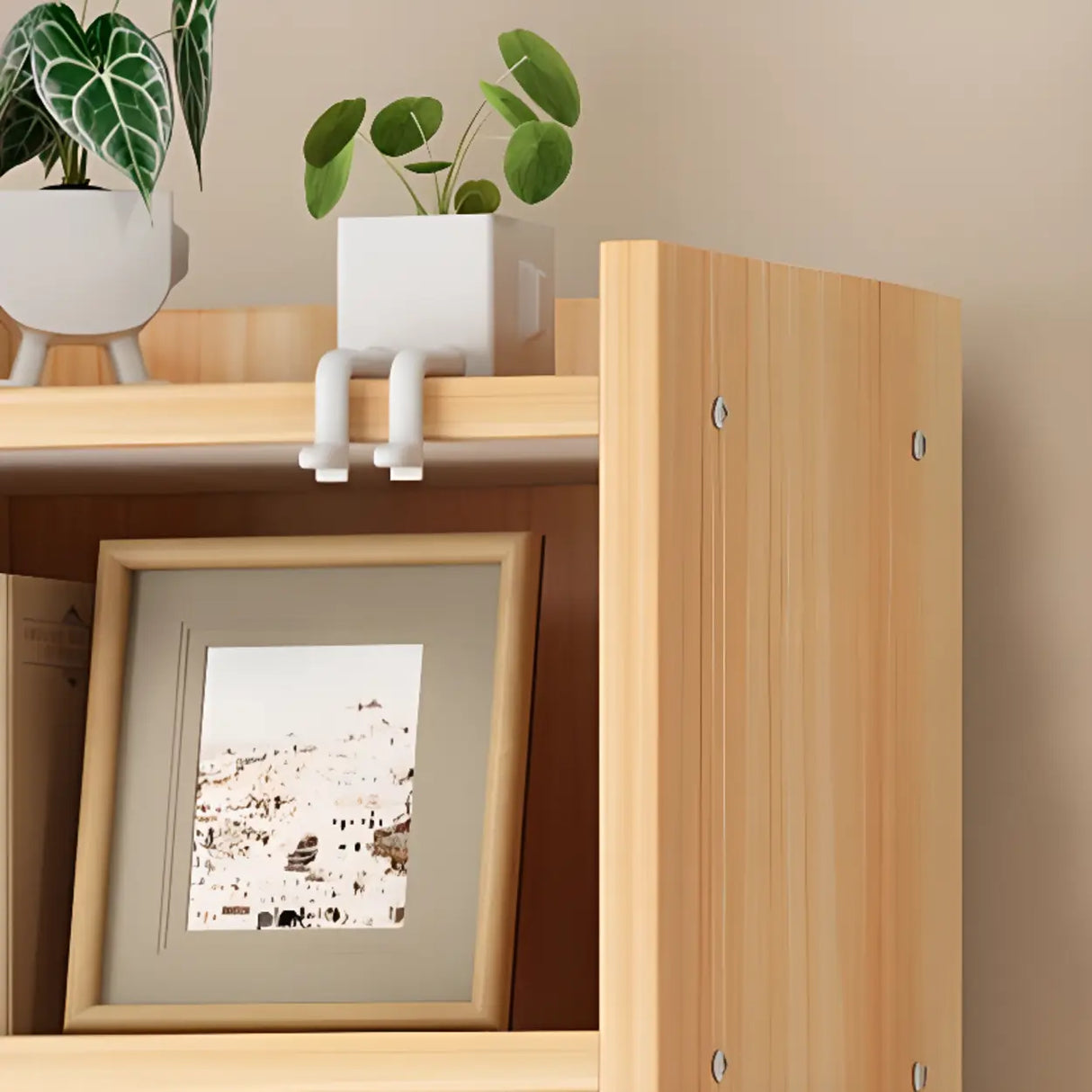 Nordic Simple Wood Closed Rectangular Narrow Bookcase Image - 11