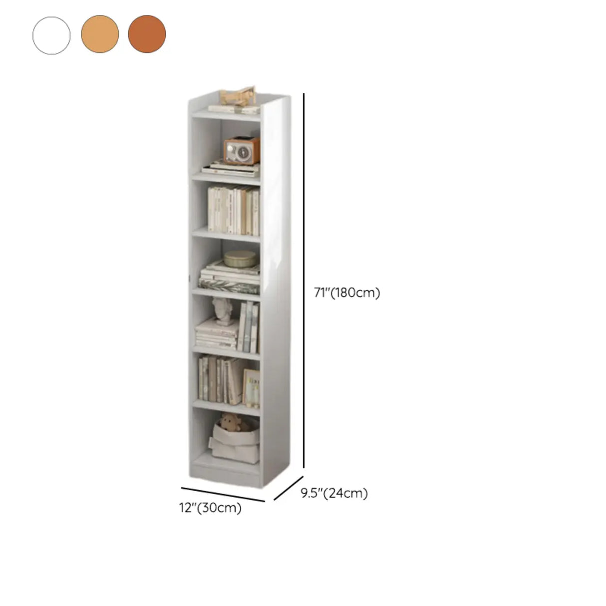 Nordic Simple Wood Closed Rectangular Narrow Bookcase Image - 34