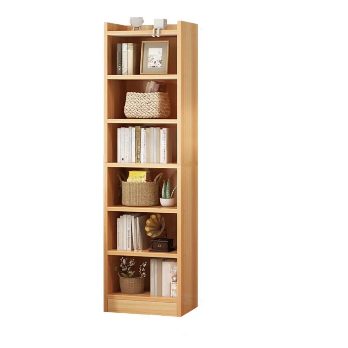 Nordic Simple Wood Closed Rectangular Narrow Bookcase Image - 6