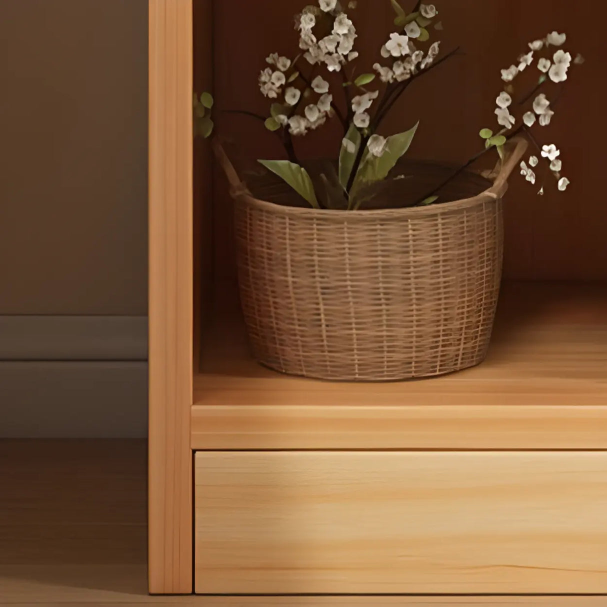 Nordic Simple Wood Closed Rectangular Narrow Bookcase Image - 7