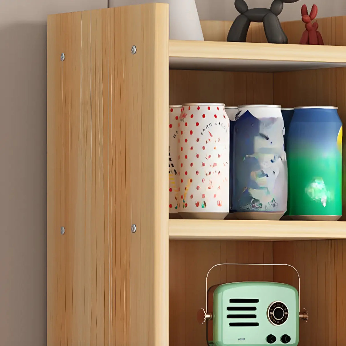 Nordic Simple Wood Closed Rectangular Narrow Bookcase Image - 9