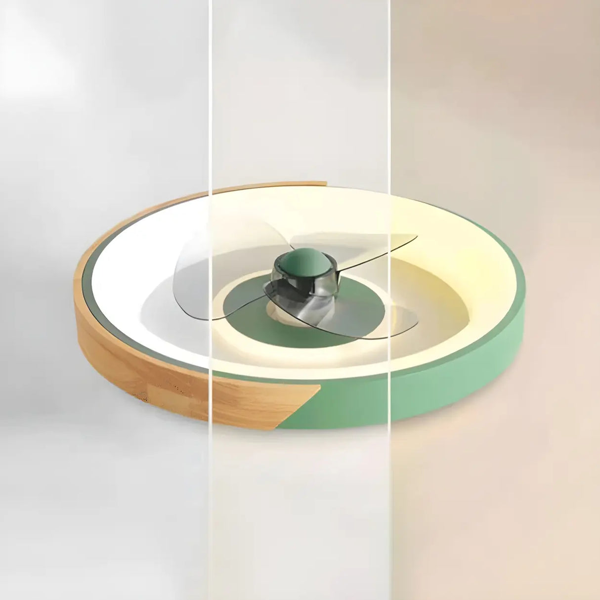 Nordic Square Metal LED Green Ceiling Fan with Light Image - 12
