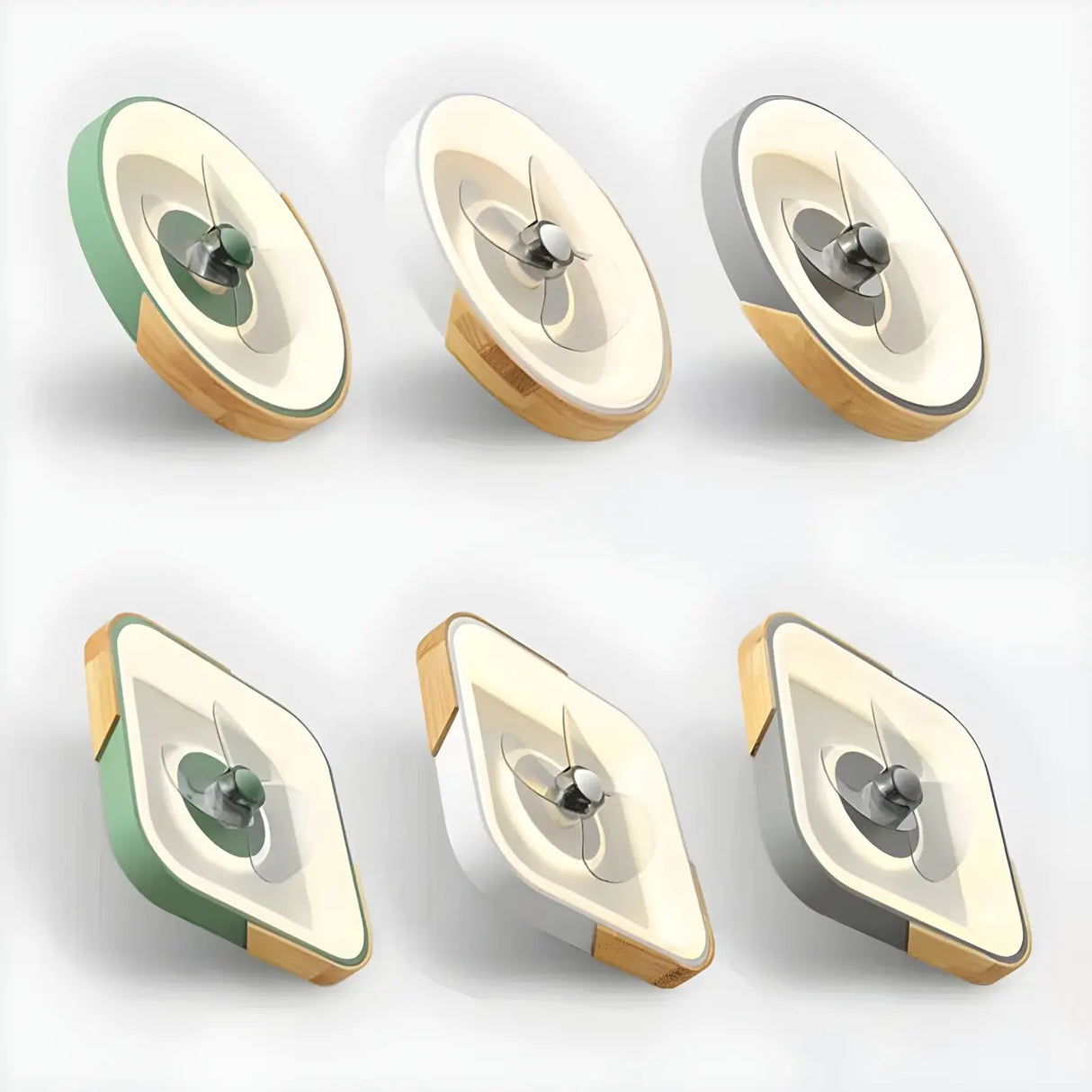 Nordic Square Metal LED Green Ceiling Fan with Light Image - 13