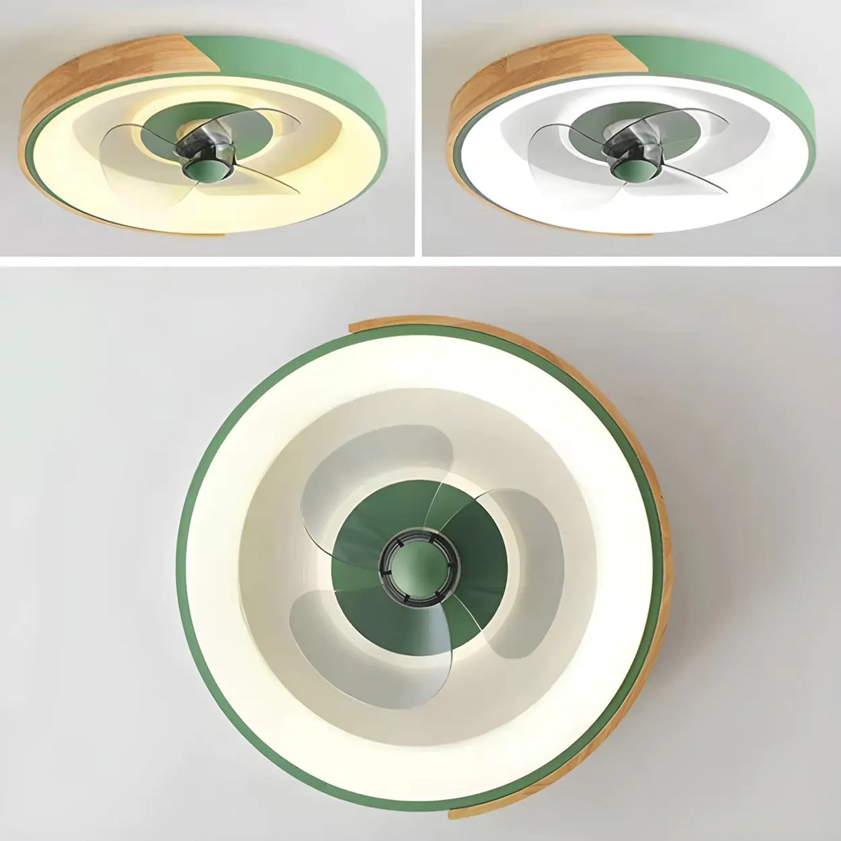 Nordic Square Metal LED Green Ceiling Fan with Light Image - 14