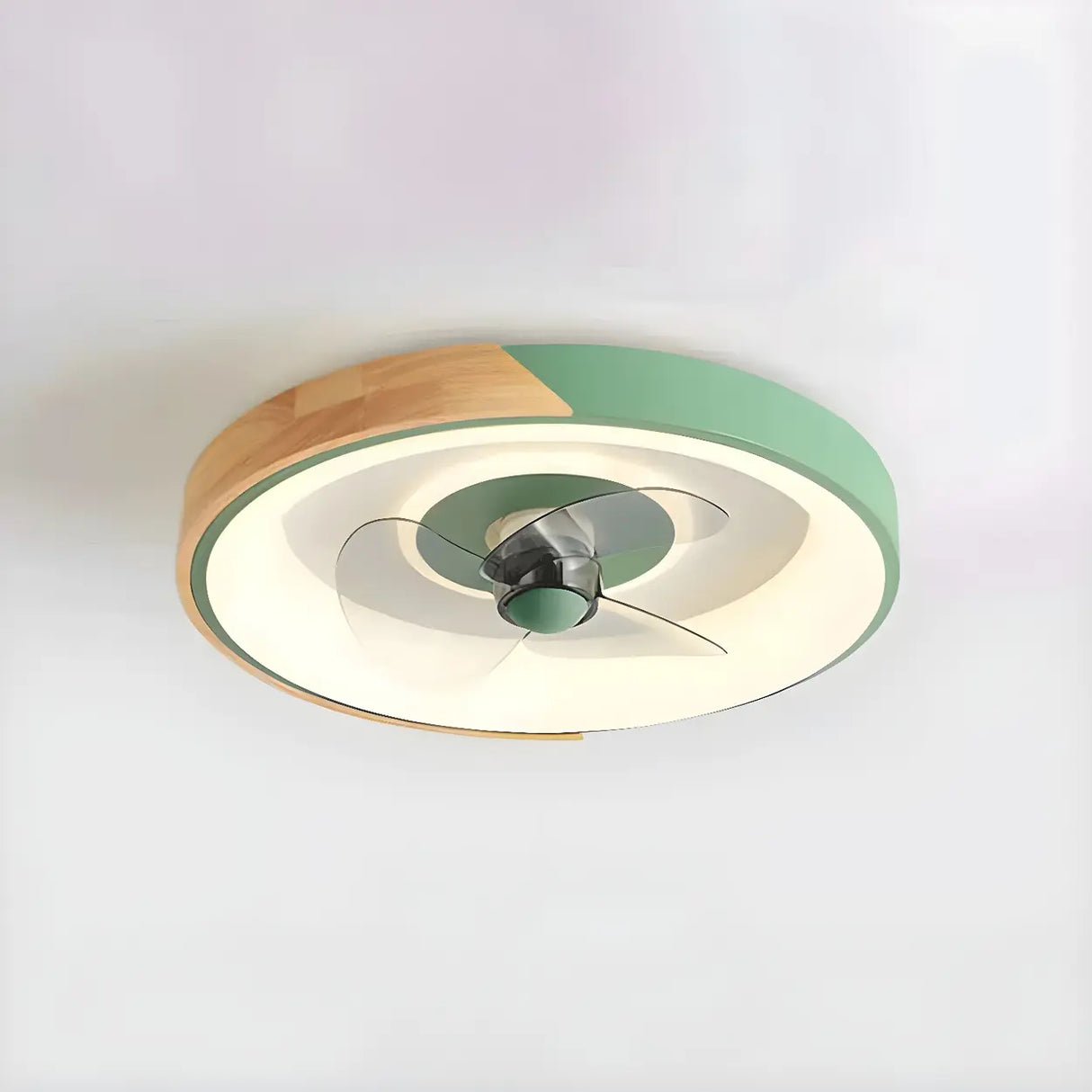 Nordic Square Metal LED Green Ceiling Fan with Light Image - 15