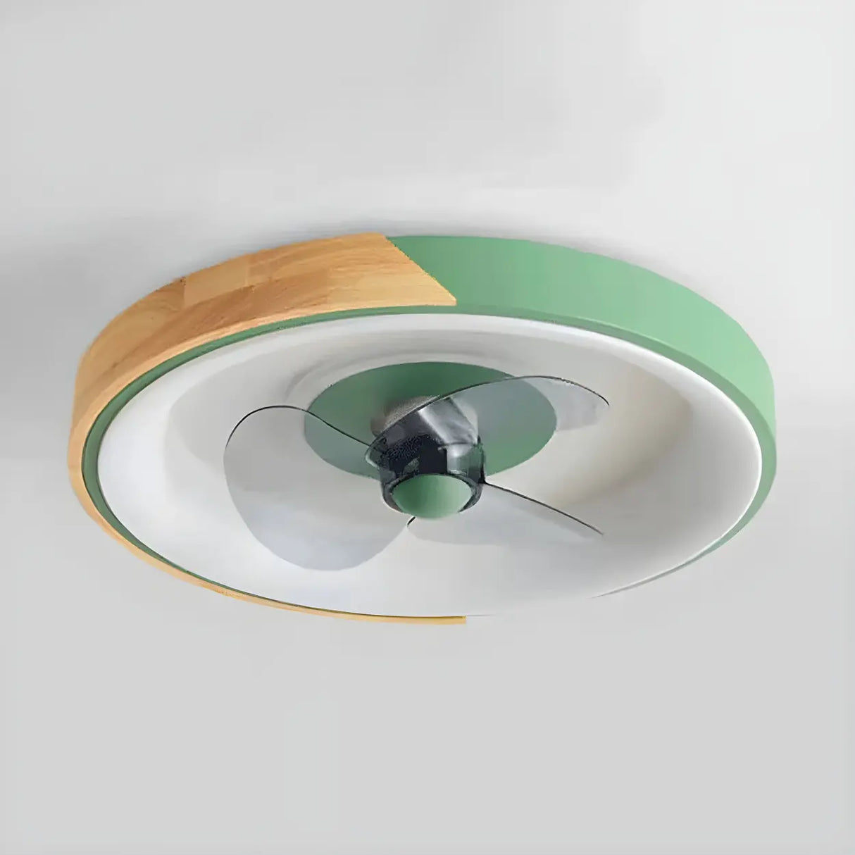 Nordic Square Metal LED Green Ceiling Fan with Light Image - 16