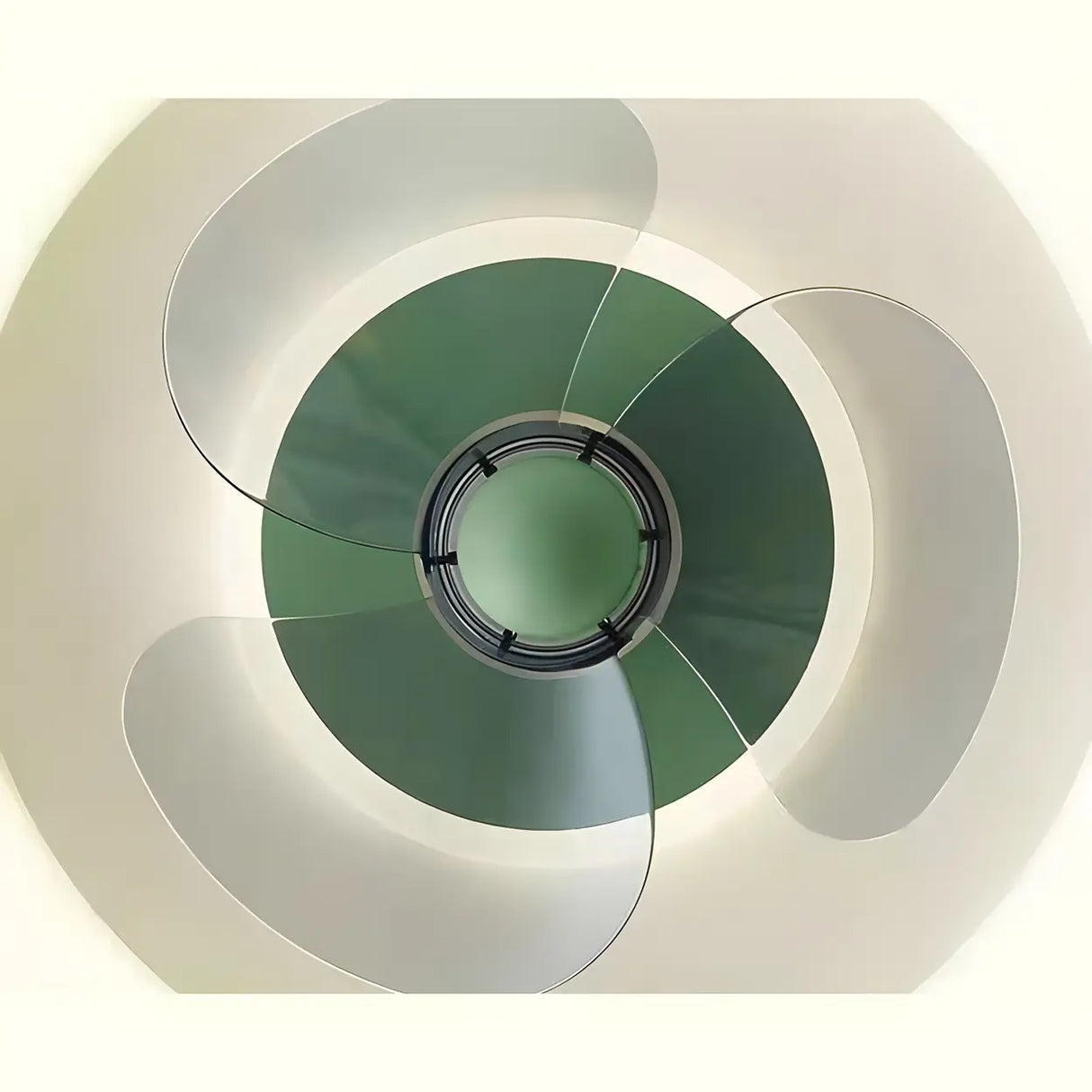 Nordic Square Metal LED Green Ceiling Fan with Light Image - 17