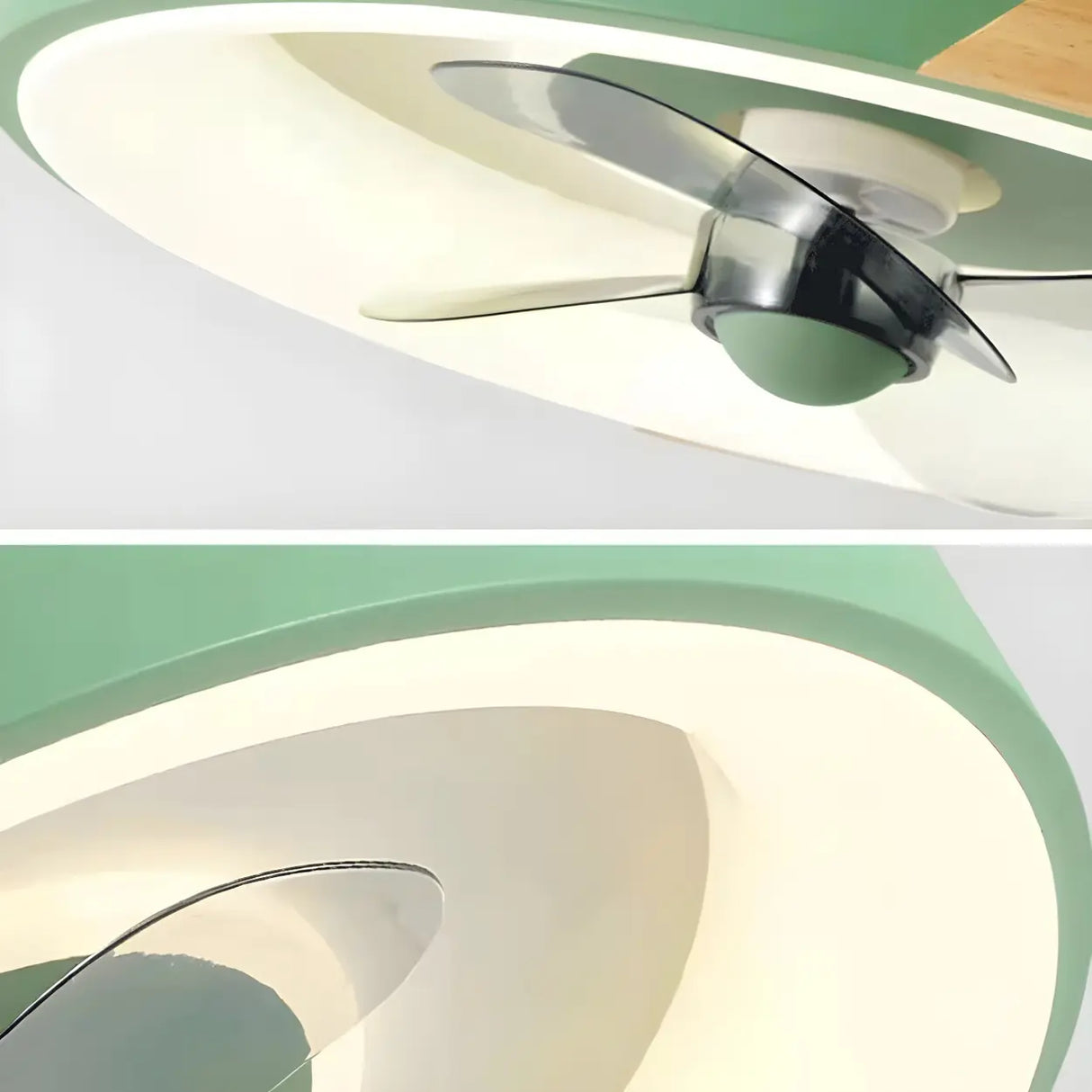 Nordic Square Metal LED Green Ceiling Fan with Light Image - 18