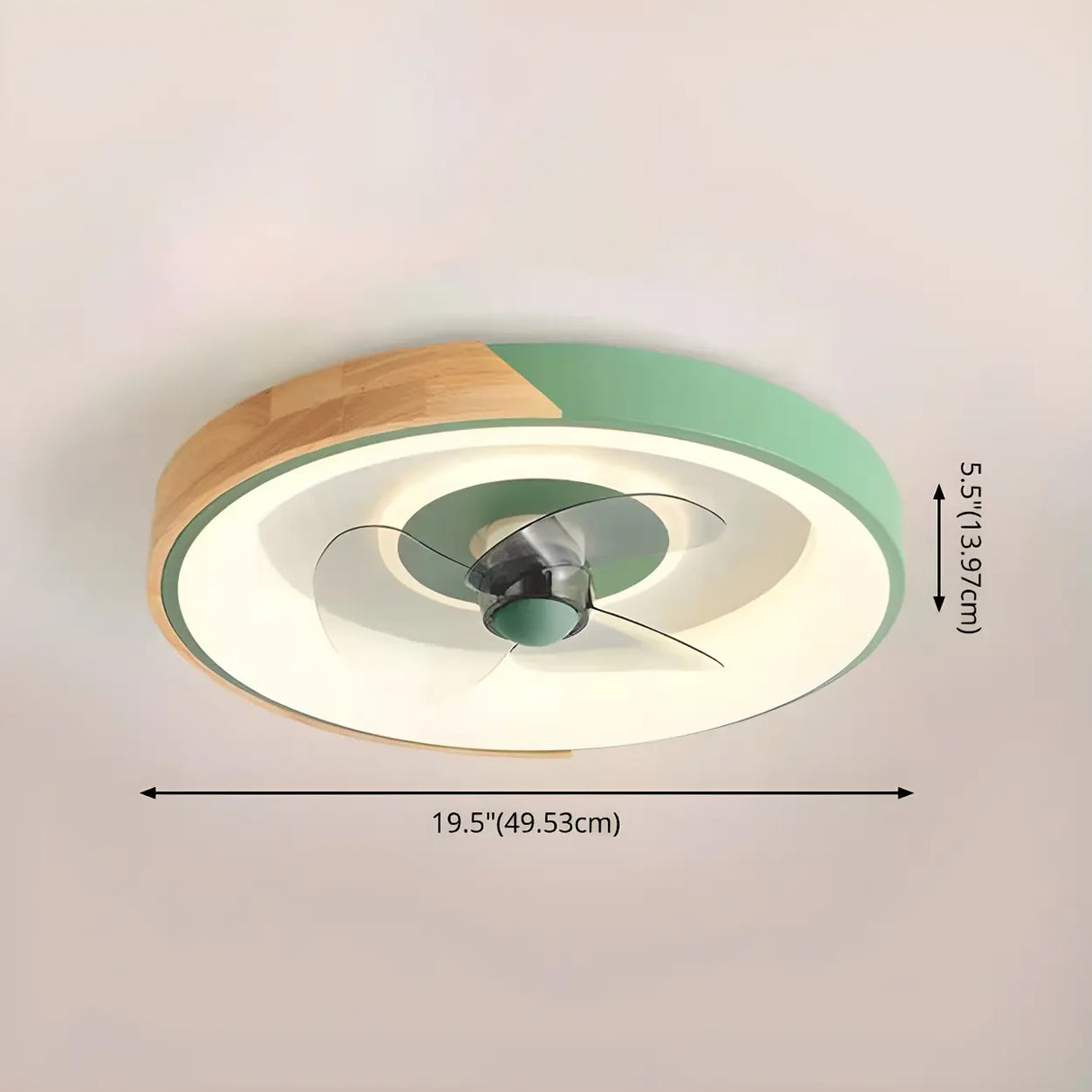 Nordic Square Metal LED Green Ceiling Fan with Light