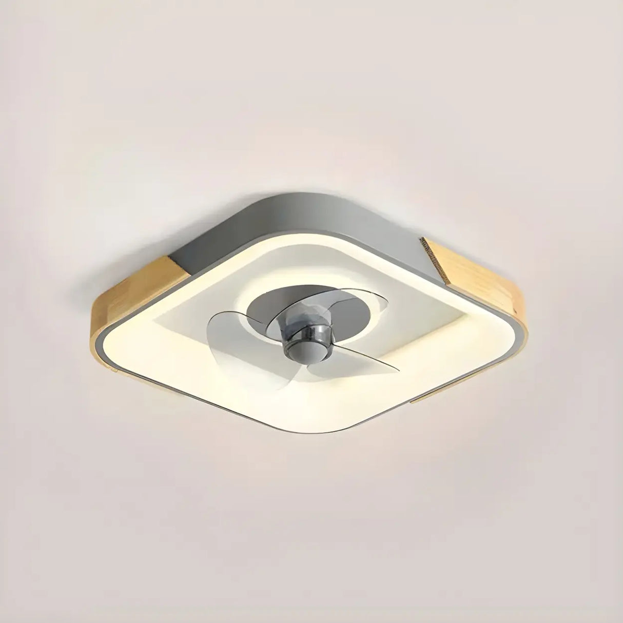 Nordic Square Metal LED Green Ceiling Fan with Light Image - 2