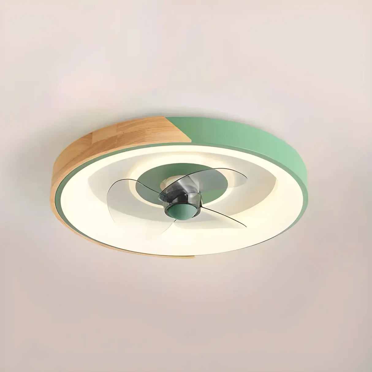 Nordic Square Metal LED Green Ceiling Fan with Light Image - 3
