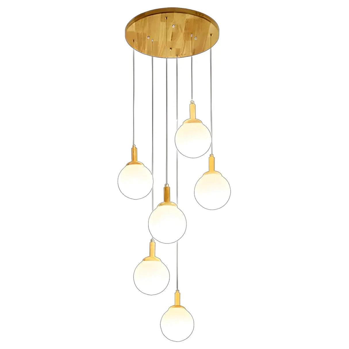 Nordic Stairwell Cluster White Glass Globe Pendant Light Image - 10