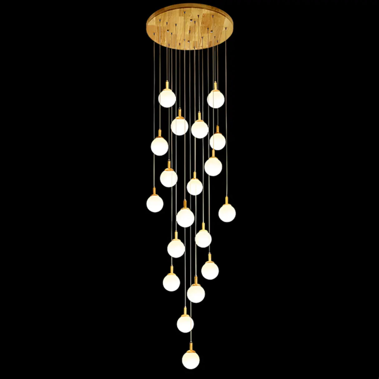 Nordic Stairwell Cluster White Glass Globe Pendant Light Image - 11