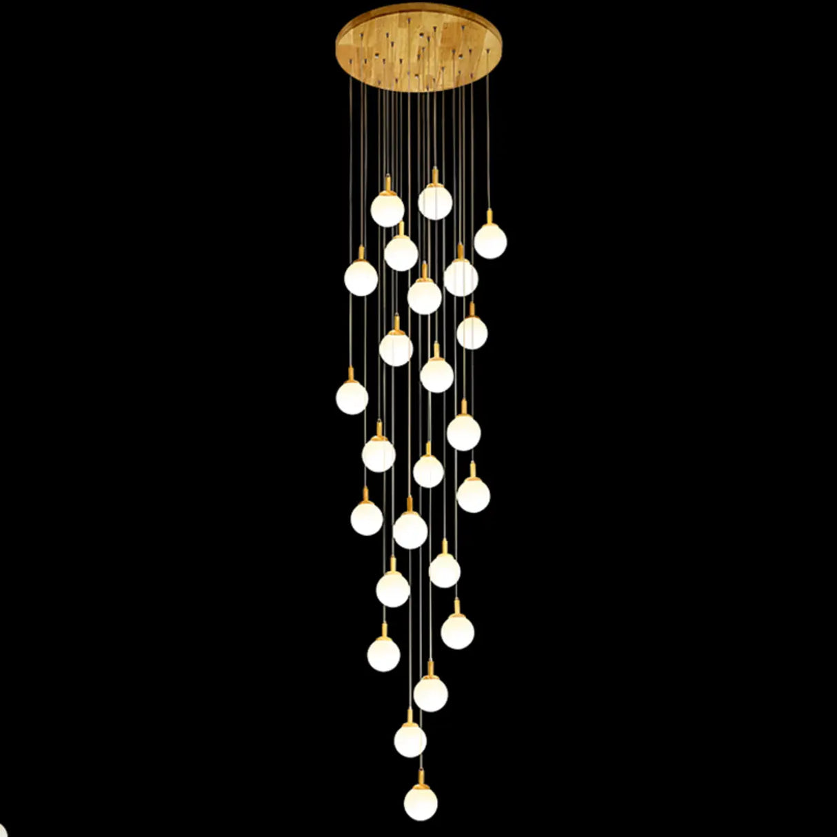 Nordic Stairwell Cluster White Glass Globe Pendant Light Image - 12