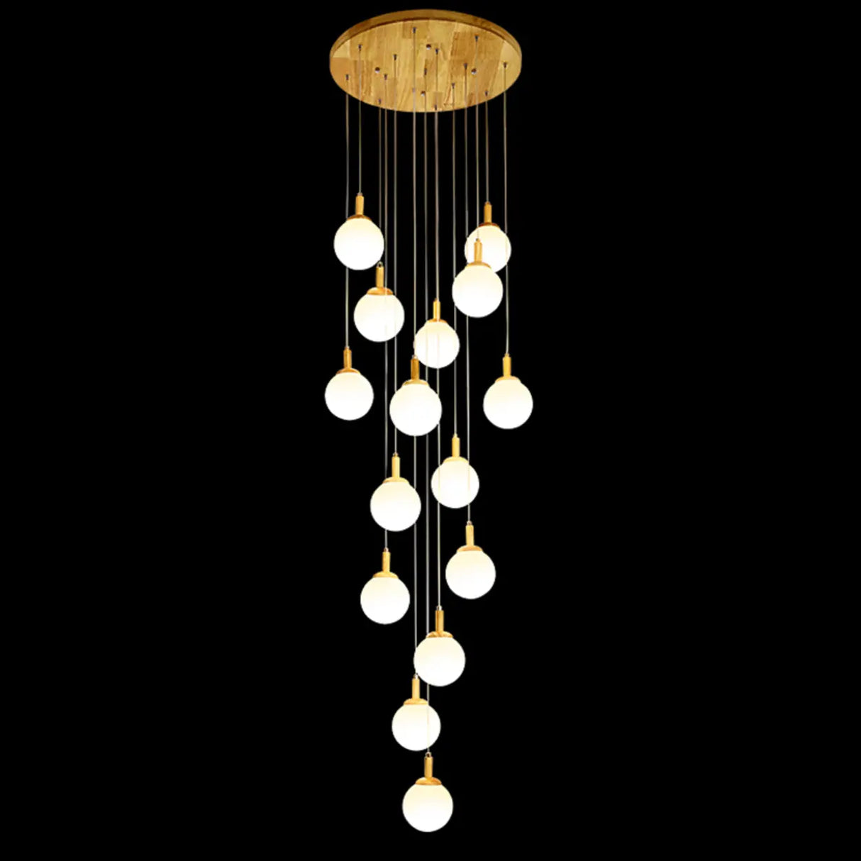 Nordic Stairwell Cluster White Glass Globe Pendant Light Image - 13