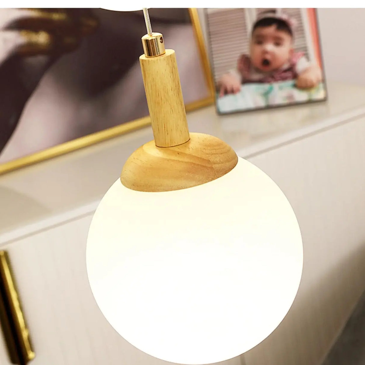 Nordic Stairwell Cluster White Glass Globe Pendant Light Image - 14