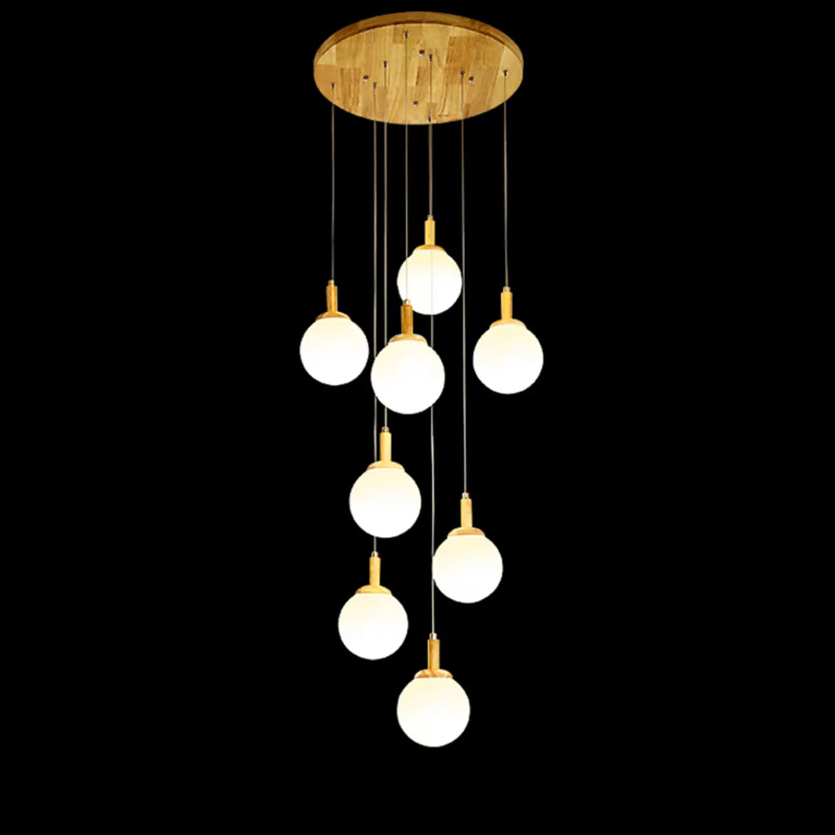 Nordic Stairwell Cluster White Glass Globe Pendant Light Image - 5