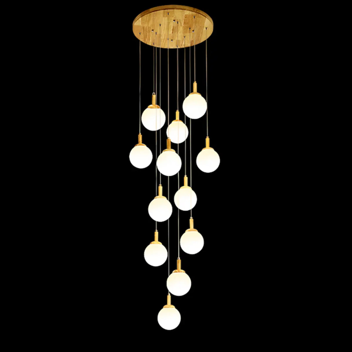 Nordic Stairwell Cluster White Glass Globe Pendant Light Image - 8