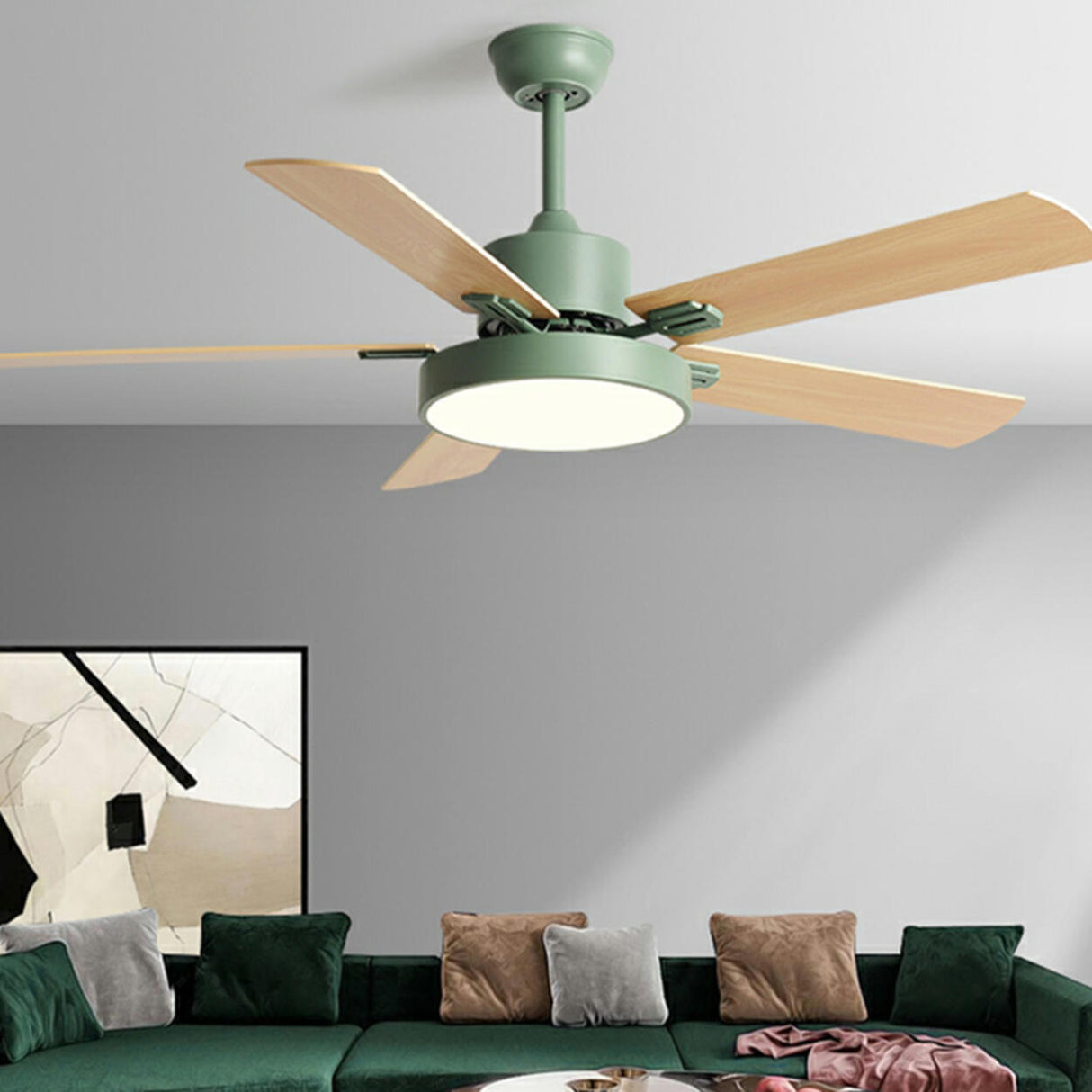 Nordic Style 5 Wooden Blade Ceiling Fan with Light Image - 1